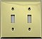Polished Brass Double Toggle Switchplate, Stamped Brass