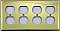 Polished Brass Quad Duplex Switchplate, Stamped Brass