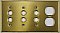 Satin Brass Triple Pushbutton / Single Duplex Switchplate