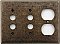 Aged Antique Brass Double Pushbutton/ Single Duplex Forged Switchplate