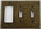 Aged Antique Brass Double Toggle/Single GFCI Switchplate