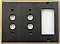 Burnished Antique Brass Double Pushbutton/ Single GFCI Forged Switchplate