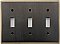 Burnished Antique Brass Triple Toggle Forged Switchplate