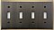 Burnished Antique Brass Quad Toggle Forged Switchplate