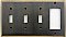 Burnished Antique Brass Forged Triple Toggle/Single GFCI Switchplate