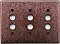 Mottled Antique Copper Triple Pushbutton Forged Switchplate