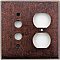 Mottled Antique Copper Single Pushbutton/ Single Duplex Forged Switchplate
