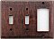 Mottled Antique Copper Double Toggle/Single GFCI Switchplate