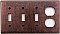Mottled Antique Copper Triple Toggle/Single Duplex Switchplate