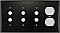 Matte Black Stamped Triple Pushbutton / Single Duplex Switchplate / Cover Plate