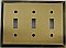Deco Antique Brass Triple Toggle Forged Switchplate