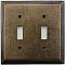 Deco Aged Antique Brass Double Toggle Forged Switchplate