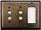 Deco Aged Antique Brass Double Pushbutton/ Single GFCI Forged Switchplate