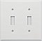 Smooth White Double Toggle Switchplate, Stamped Steel