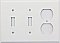 Smooth White Double Toggle / Single Duplex Switchplate, Stamped Steel