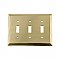 Solid Brass Deco Switchplate - Unlacquered Polished Brass - Triple Toggle
