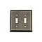 Solid Brass Deco Switchplate - Antique Pewter - Double Toggle