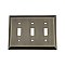 Solid Brass Deco Switchplate - Antique Pewter - Triple Toggle