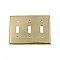 Solid Brass New York Switchplate - Unlacquered Polished Brass - Triple Toggle