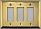 Jumbo Oversized Unlacquered Brass Stamped Triple GFCI Switchplate / Cover Plate