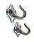 Pair of Antique Wall Mounted Polished Nickel Shaving Strop Hooks - Diamond Backplate