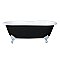 66-Inch Cast Iron Double Ended Clawfoot Tub with 7-Inch Faucet Drillings, Black/White/Polished Chrome