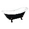 72-Inch Cast Iron Double Slipper Clawfoot Tub with 7-Inch Faucet Drillings, Black/White/Oil Rubbed Bronze