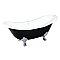 72-Inch Cast Iron Double Slipper Clawfoot Tub (No Faucet Drillings), Black/White/Polished Chrome