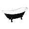 72-Inch Cast Iron Double Slipper Clawfoot Tub (No Faucet Drillings), Black/White/Oil Rubbed Bronze