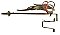 Antique Polychrome Decorative Swing-Arm Curtain Rod with Bracket - Circa 1920