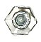 Single Antique Large Glass and Brass Hexagonal Cabinet Knob