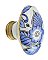 Salvaged Porcelain Egg or Oval Cabinet Knobs - Blue Floral Transferware - Sold in Set of 10