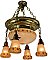 Antique Bowl and Shower Ceiling Light Fixture with Reverse Painted Floral Shades - Circa 1920