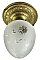 Antique Wrought Brass Flush Ceiling Light Fixture with Wheel Cut Shade - Circa 1920