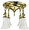 Antique 4-Light Polished Brass Pan Ceiling Light Fixture - Circa 1920