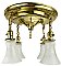 Antique 4-Light Polished Brass Pan Ceiling Light Fixture - Circa 1920