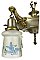 Antique 4-Light Dual Tone Pan Ceiling Light Fixture with Reverse Painted Shades - Circa 1920