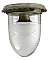 Antique Nickel Flush Mount Ceiling Light Fixture with Wheel Cut Shade - Circa 1920