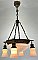 Antique Antique Brass Bowl and Shower Ceiling Light Fixture with Hand-Painted Shades by Empire Lighting Fixture Co.- Circa 1920