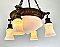 Antique Antique Brass Bowl and Shower Ceiling Light Fixture with Hand-Painted Shades by Empire Lighting Fixture Co.- Circa 1920