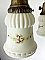 Antique 4-Light Antique Brass Pan Ceiling Light Fixture with Hand-Painted Shades - Circa 1920