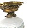 Antique Brass Flush Mount Ceiling Light Fixture with Hand Painted Wisteria Shade - Circa 1920