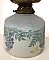Antique Brass Flush Mount Ceiling Light Fixture with Hand Painted Wisteria Shade - Circa 1920