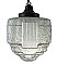 Antique Bronze Finish Pendant Ceiling Light Fixture with Art Deco Opal Glass Shade - Circa 1920