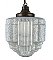 Antique Bronze Finish Pendant Ceiling Light Fixture with Art Deco Opal Glass Shade - Circa 1920