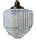 Antique Bronze Finish Pendant Ceiling Light Fixture with Art Deco Opal Glass Shade - Circa 1920