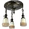 Antique 3-Light Flush Mount Brass Pan Ceiling Light Fixture - Circa 1910