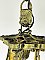 Antique Polychrome 5-Light Ceiling Light Fixture with Crackle Glass Shades - Circa 1925