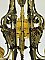 Antique Polychrome 5-Light Ceiling Light Fixture with Crackle Glass Shades - Circa 1925