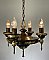 Antique 4-Light Antique Brass Ceiling Light Fixture - Circa 1920